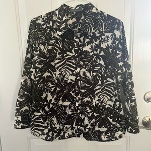 Liz Claiborne Brown Floral Button Down Shirt Top Size Large